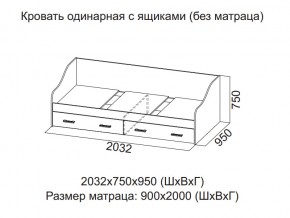 Кровать одинарная с ящиками (Без матраца 0,9*2,0) в Нижней Салде - nizhnyaya-salda.magazin-mebel74.ru | фото